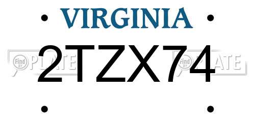 2TZX74 Virginia License Plate