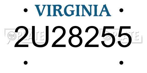 2U28255 Virginia License Plate