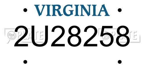 2U28258 Virginia License Plate