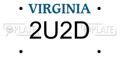 2U2D Virginia License Plate