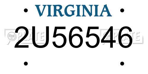 2U56546 Virginia License Plate