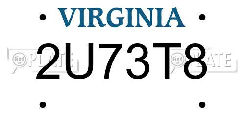 2U73T8 Virginia License Plate