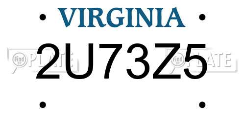 2U73Z5 Virginia License Plate