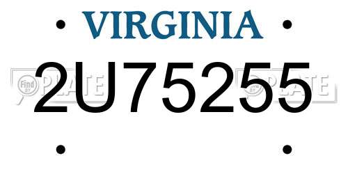 2U75255 Virginia License Plate