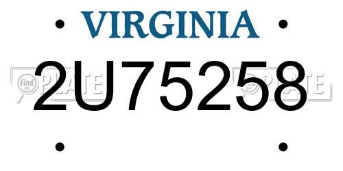 2U75258 Virginia License Plate