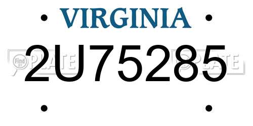 2U75285 Virginia License Plate