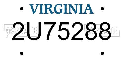 2U75288 Virginia License Plate