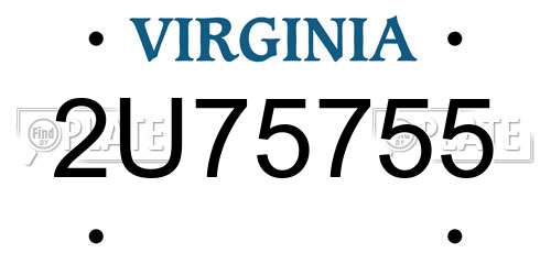2U75755 Virginia License Plate