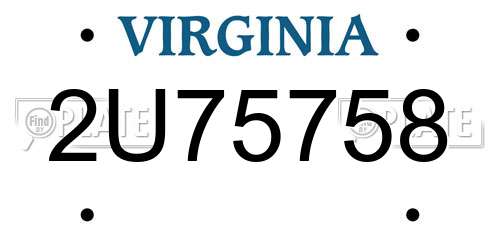 2U75758 Virginia License Plate