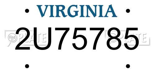 2U75785 Virginia License Plate
