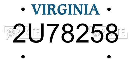 2U78258 Virginia License Plate
