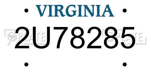 2U78285 Virginia License Plate