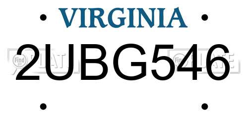 2UBG546 Virginia License Plate