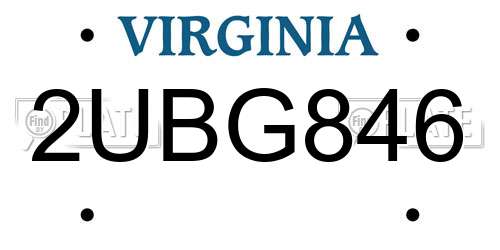 2UBG846 Virginia License Plate