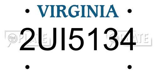 2UI5134 Virginia License Plate