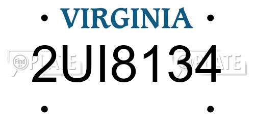 2UI8134 Virginia License Plate