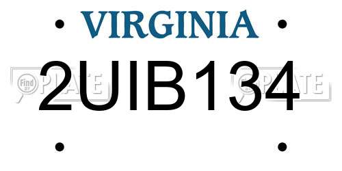 2UIB134 Virginia License Plate