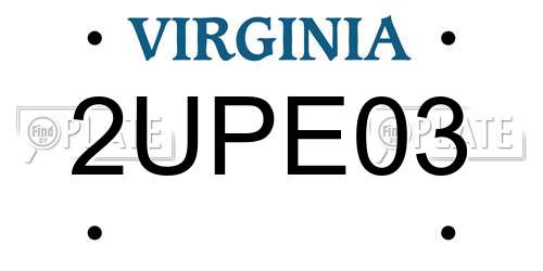2UPE03 Virginia License Plate