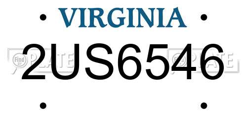 2US6546 Virginia License Plate
