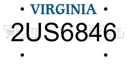 2US6846 Virginia License Plate