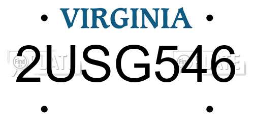2USG546 Virginia License Plate