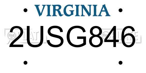 2USG846 Virginia License Plate