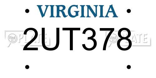 2UT378 Virginia License Plate