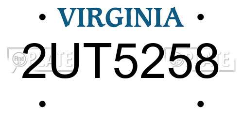 2UT5258 Virginia License Plate