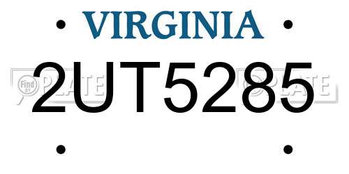 2UT5285 Virginia License Plate