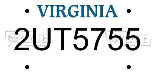 2UT5755 Virginia License Plate