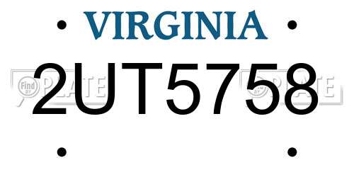 2UT5758 Virginia License Plate