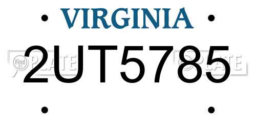 2UT5785 Virginia License Plate