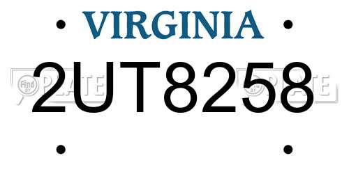 2UT8258 Virginia License Plate