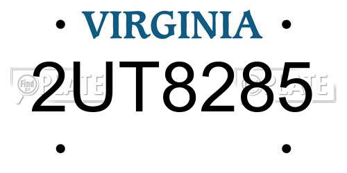 2UT8285 Virginia License Plate