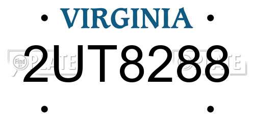2UT8288 Virginia License Plate