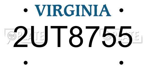 2UT8755 Virginia License Plate