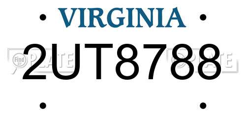 2UT8788 Virginia License Plate