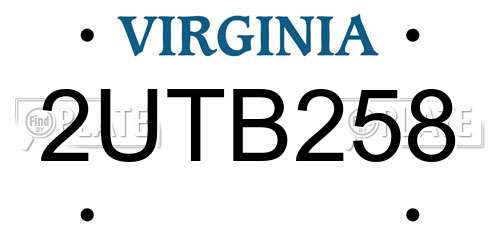 2UTB258 Virginia License Plate