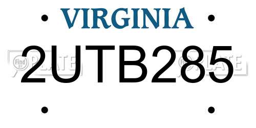 2UTB285 Virginia License Plate