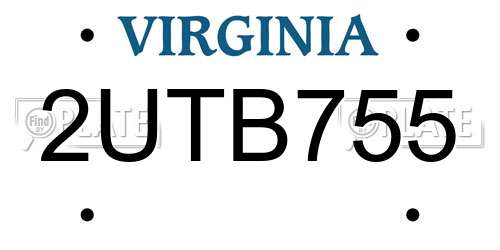 2UTB755 Virginia License Plate