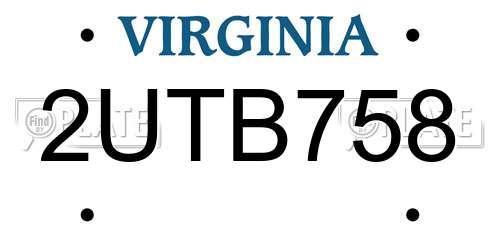 2UTB758 Virginia License Plate