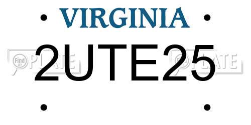 2UTE25 Virginia License Plate