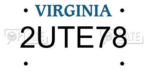 2UTE78 Virginia License Plate