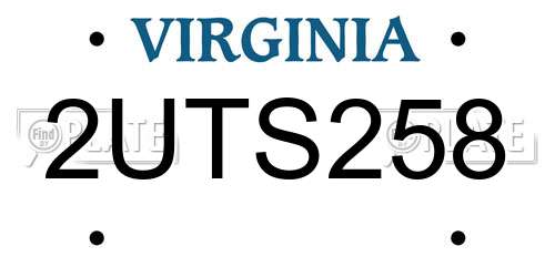 2UTS258 Virginia License Plate