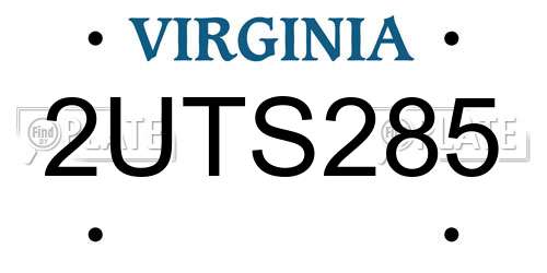 2UTS285 Virginia License Plate