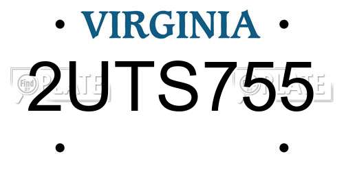 2UTS755 Virginia License Plate