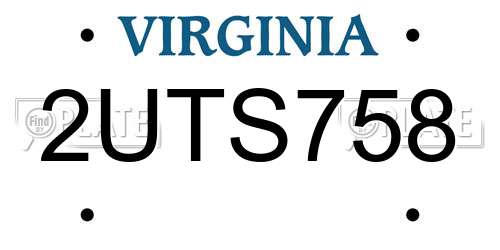 2UTS758 Virginia License Plate