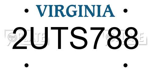 2UTS788 Virginia License Plate