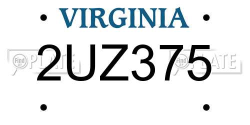 2UZ375 Virginia License Plate