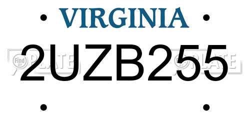 2UZB255 Virginia License Plate